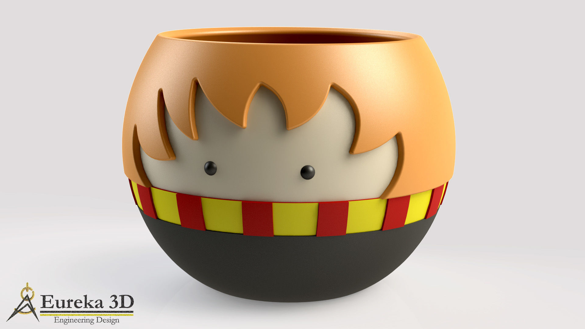 FLOWERPOT OF HARRY POTTER HERMIONE GRANGER AND RON WEASLEY 3D print model_2