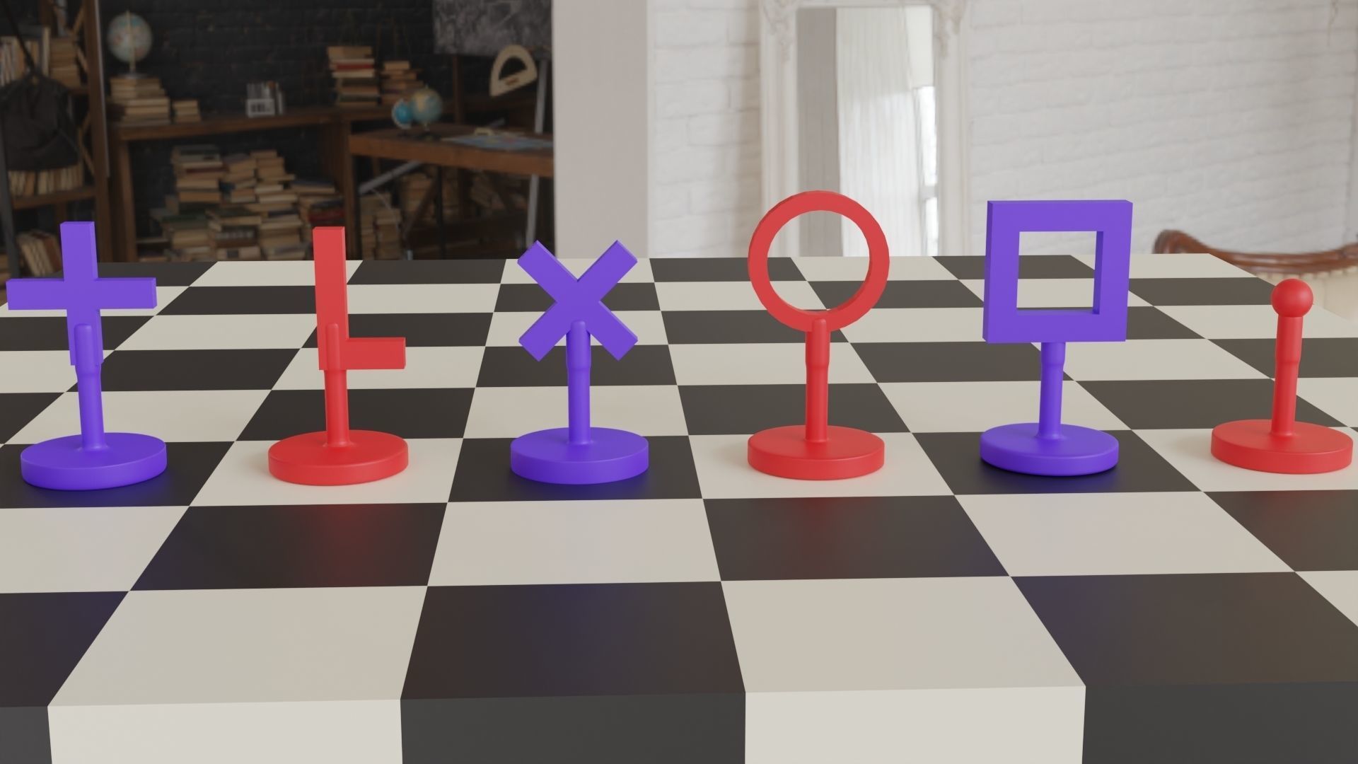 Geometric Chess Set Pieces 3D print model_2