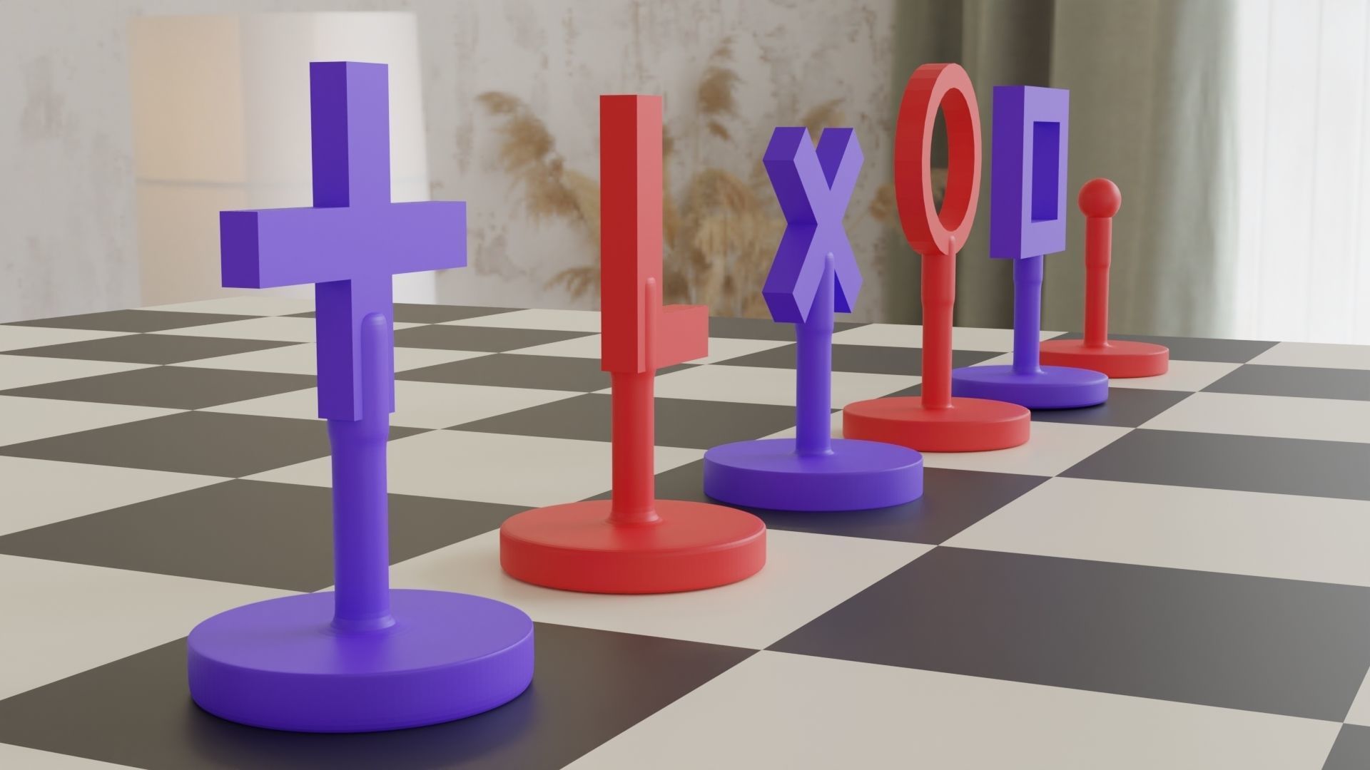 Geometric Chess Set Pieces 3D print model_4