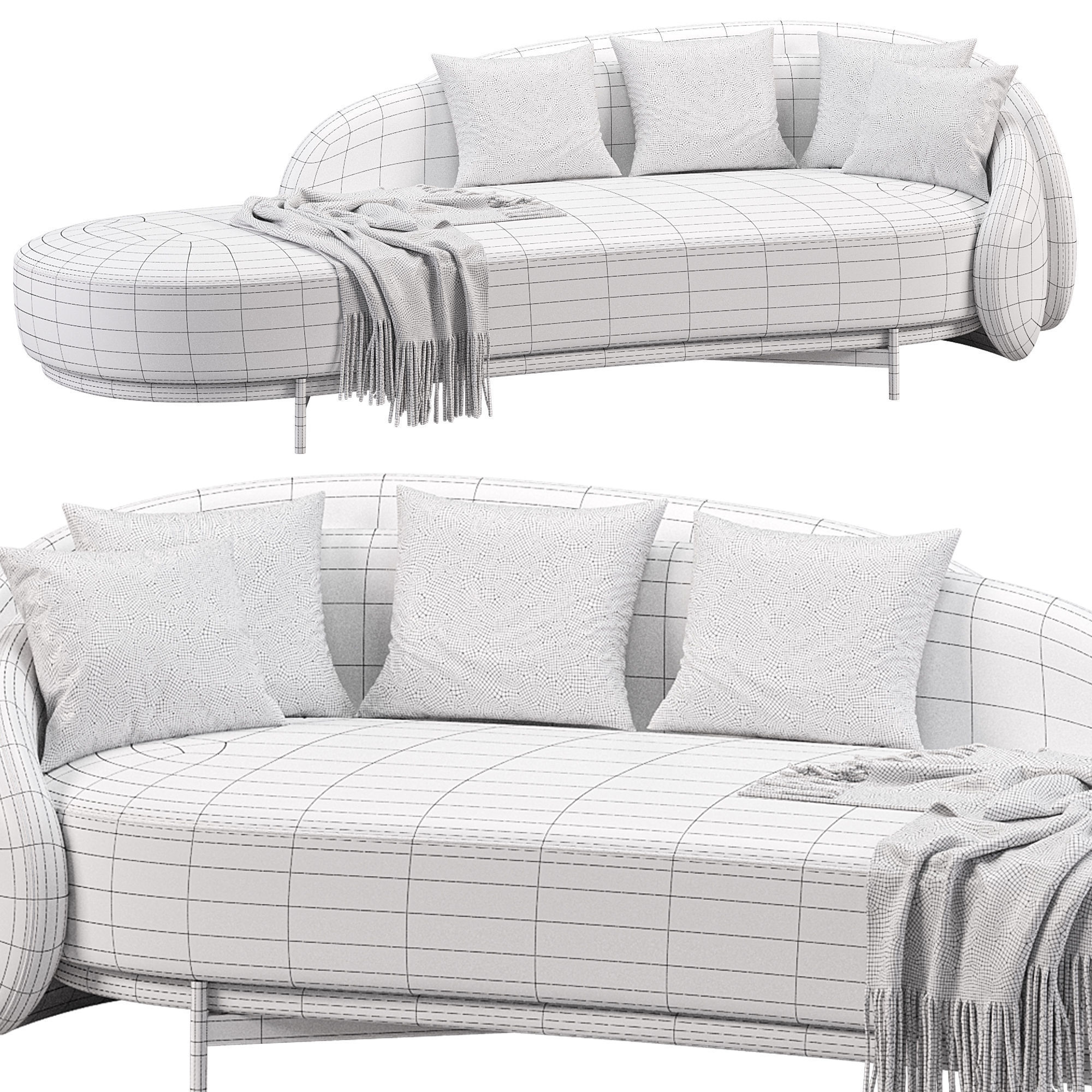 Layered Back Sofa  3D model_2