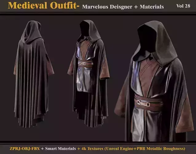 Medieval Outfit-MD-Clo3d - Smart Material - Textures - OBJ - FBX 3D model