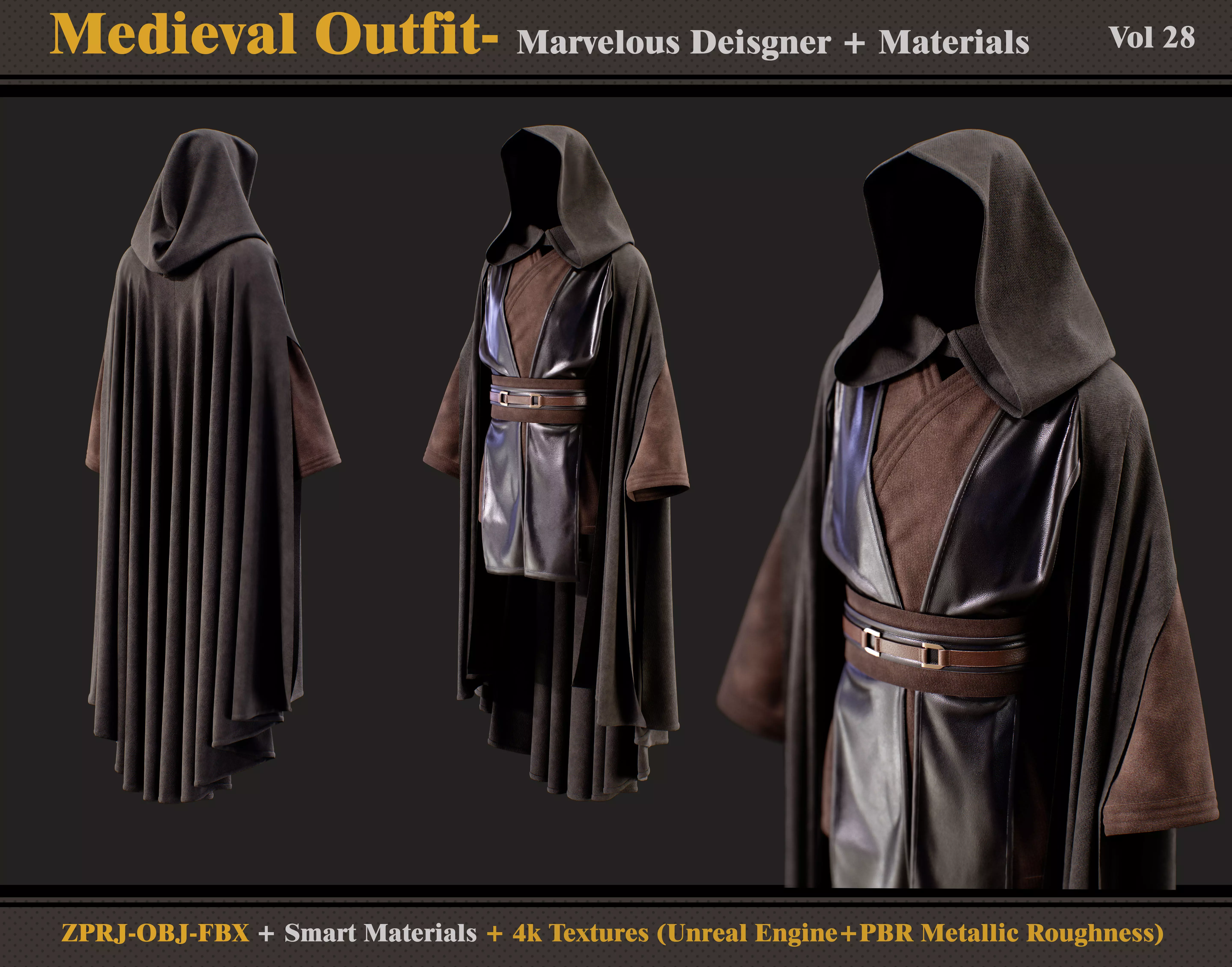 Medieval Outfit-MD-Clo3d - Smart Material - Textures - OBJ - FBX 3D model