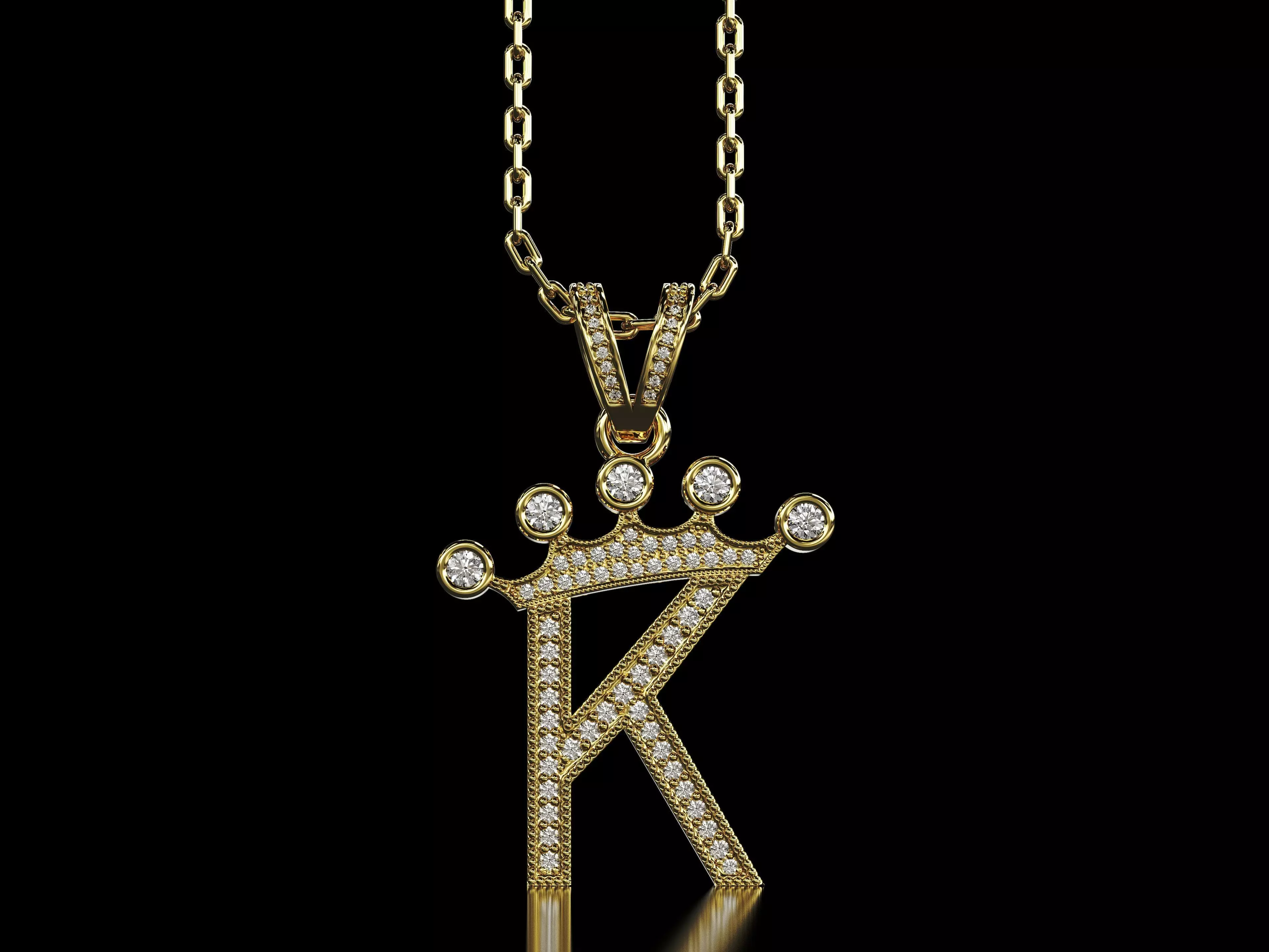 K letter pendant 3D print model_0