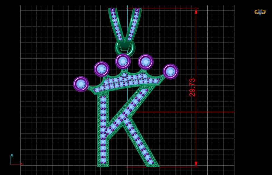 K letter pendant 3D print model_18