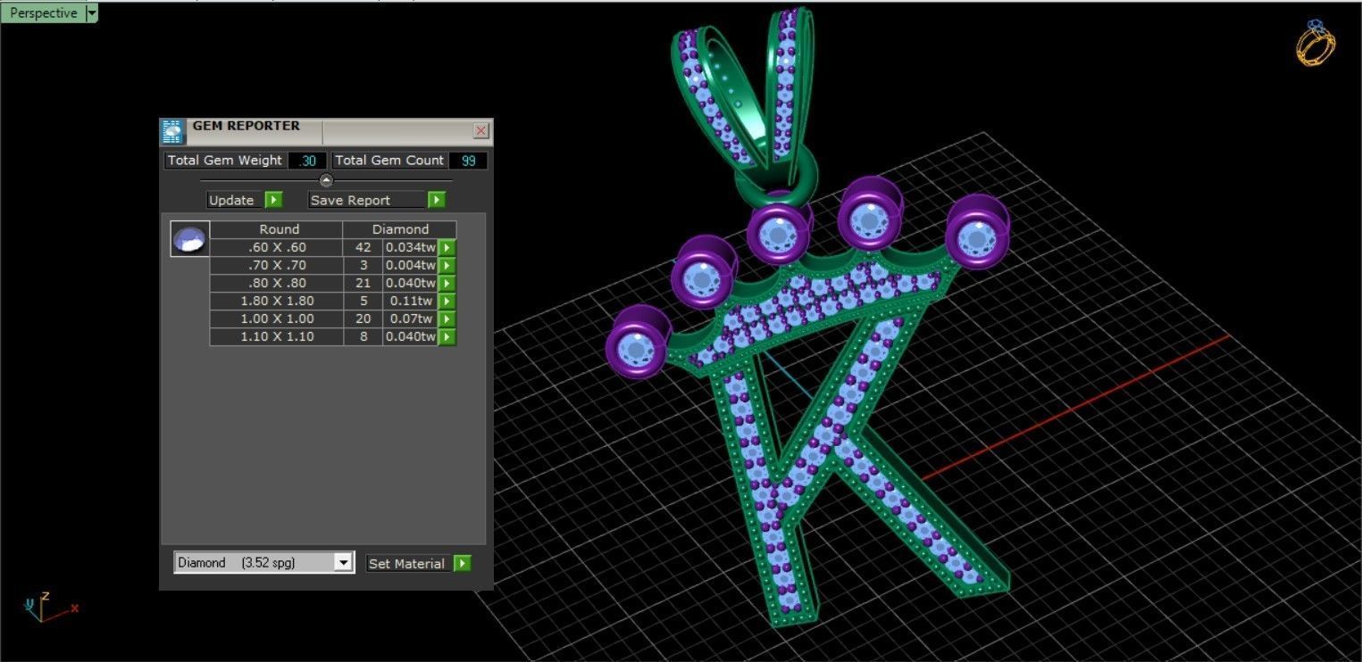 K letter pendant 3D print model_13