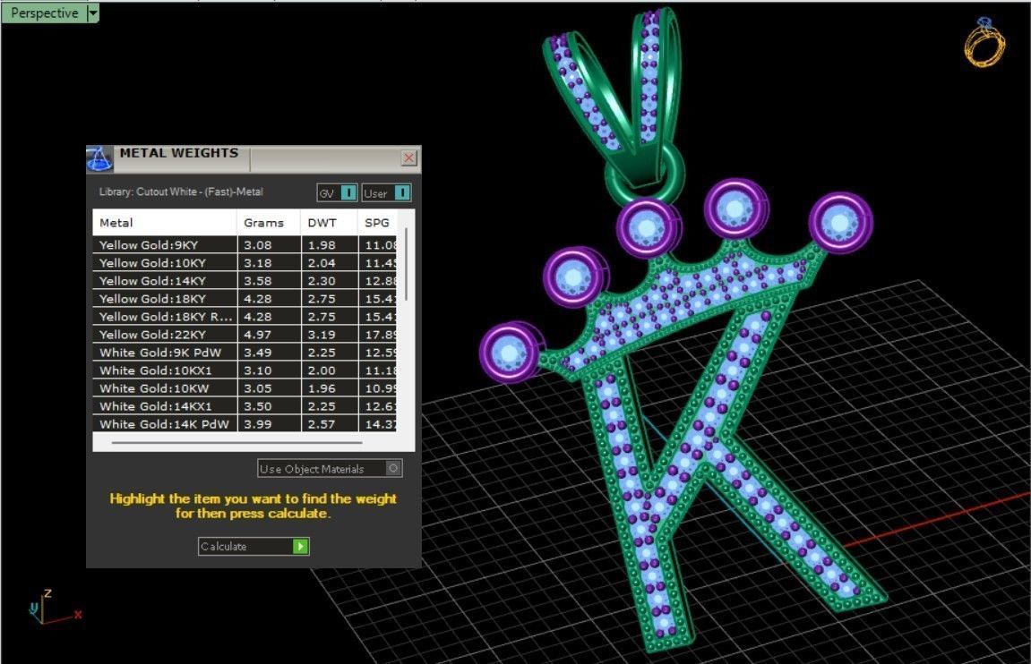 K letter pendant 3D print model_14