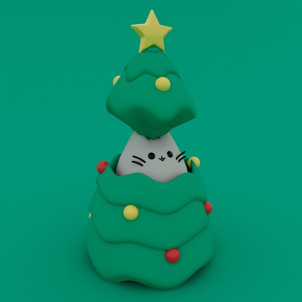 Christmas Special - Cute Cat Hiding in Christmas Tree 3D print model_5