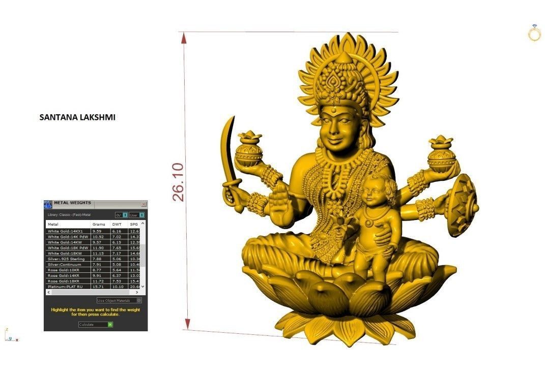 ASTA LAkSHMI PENDANT 3D print model_4