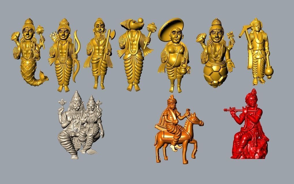 Dasavatar idol for Jewellery 3D print model_6