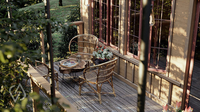 Exterior Balcony 3D model 2