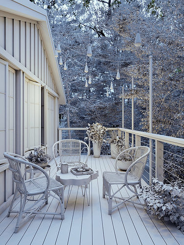 Exterior Balcony 3D model 4