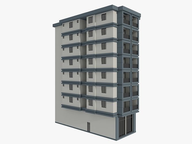 Residential Apartment Building 8 Pack 3D model 4