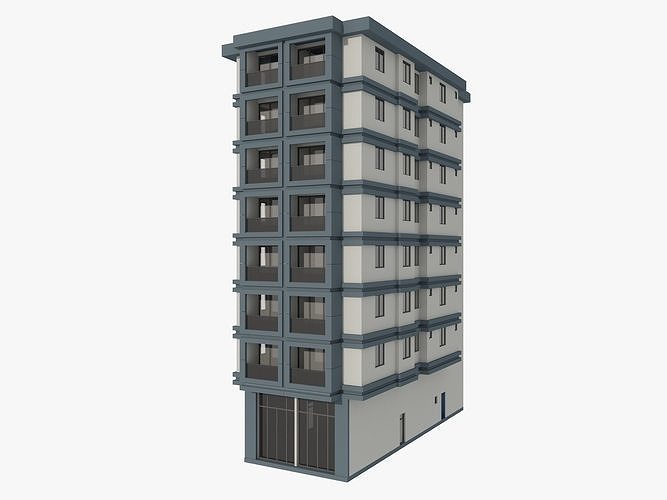 Residential Apartment Building 8 Pack 3D model 3