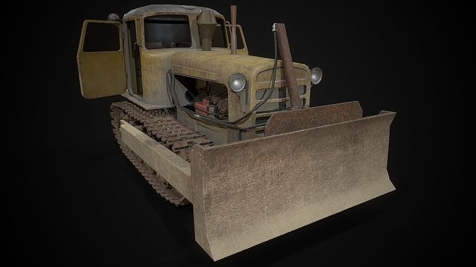 Soviet tractor DT-75 Low-poly 3D model