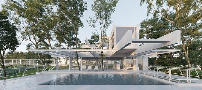 Exterior Villa 3D model 2
