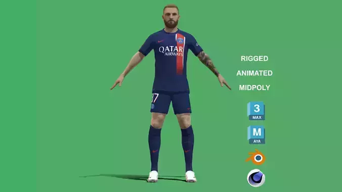 3D Rigged Milan Skriniar PSG 2024 3D model