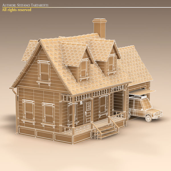 Cartoon house 3D model_4