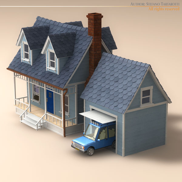 Cartoon house 3D model_3