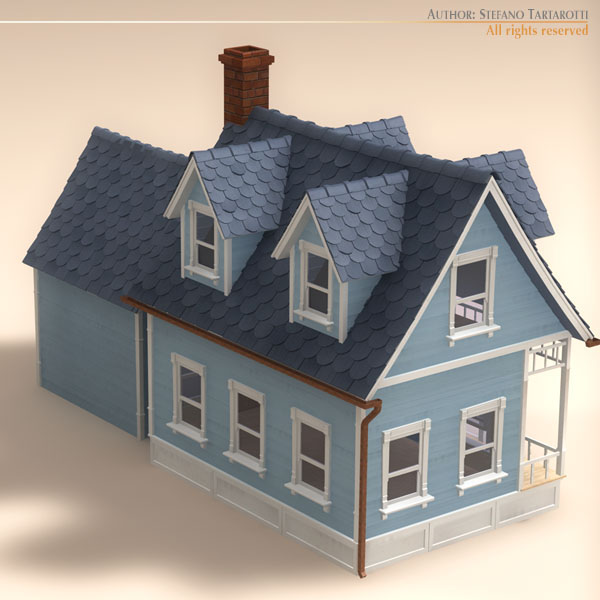 Cartoon house 3D model_6