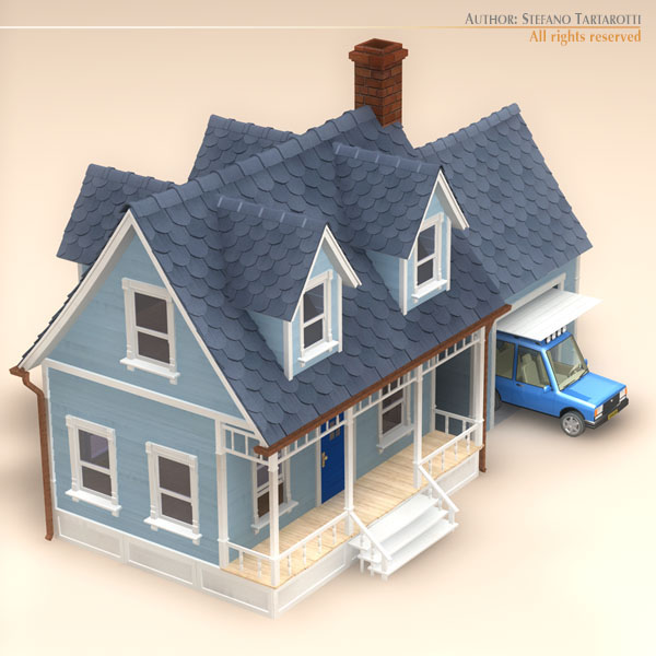 Cartoon house 3D model_7