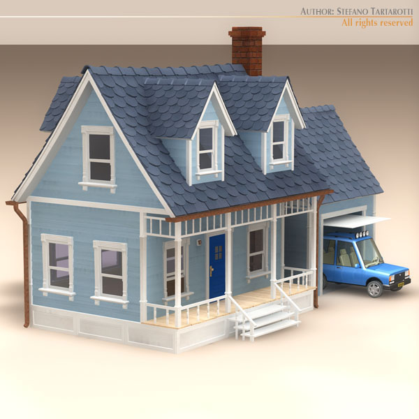 Cartoon house 3D model_5