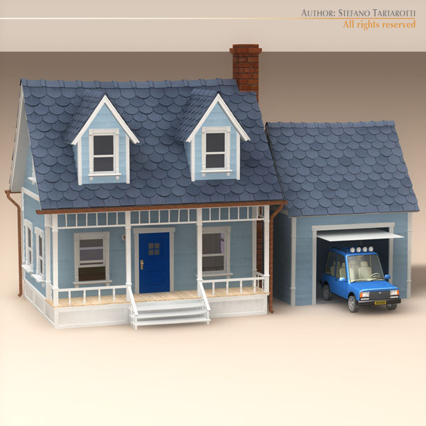 Cartoon house 3D model_2