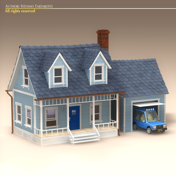 Cartoon house 3D model_1