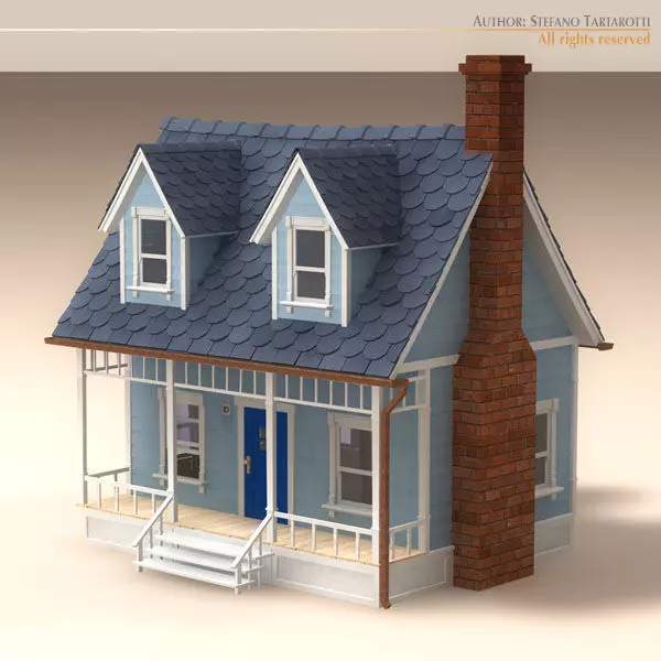 Cartoon house 3D model_0