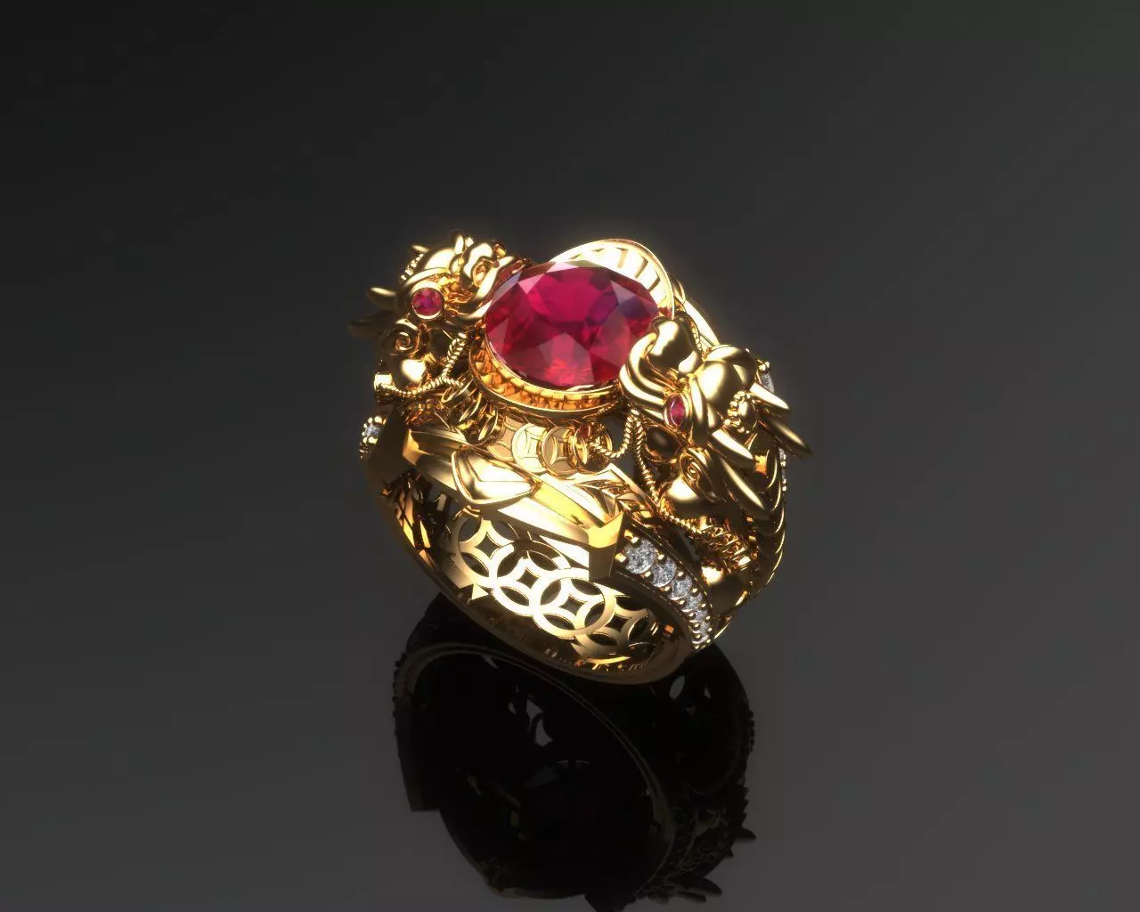 dragon ring diamond 3D print model