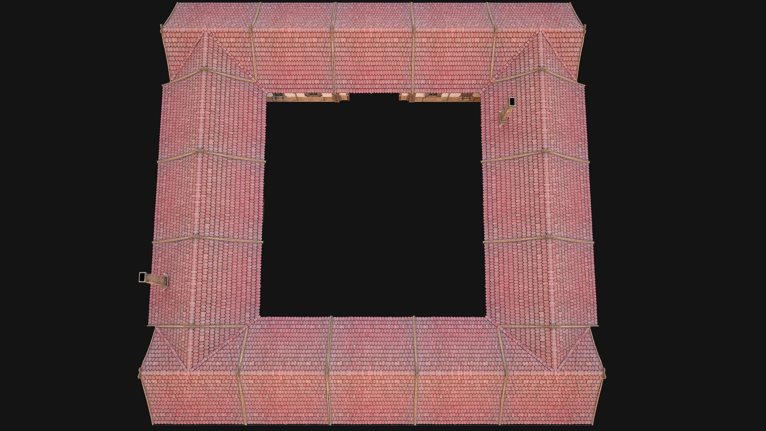 Medieval Courtyard Building House 5 Low-poly 3D model_18