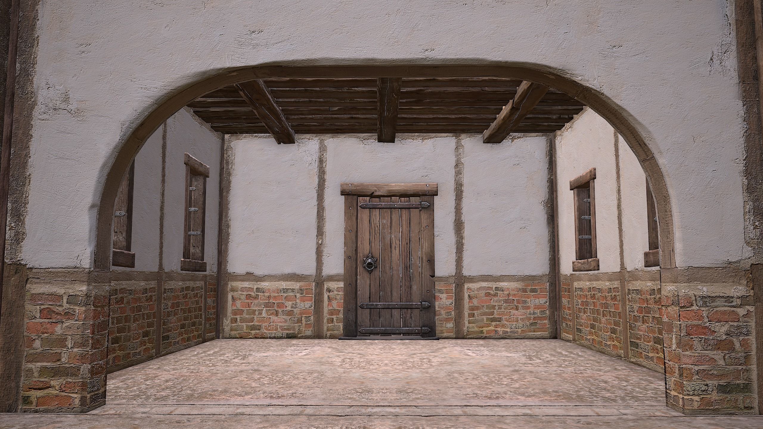 Medieval Courtyard Building House 5 Low-poly 3D model_26