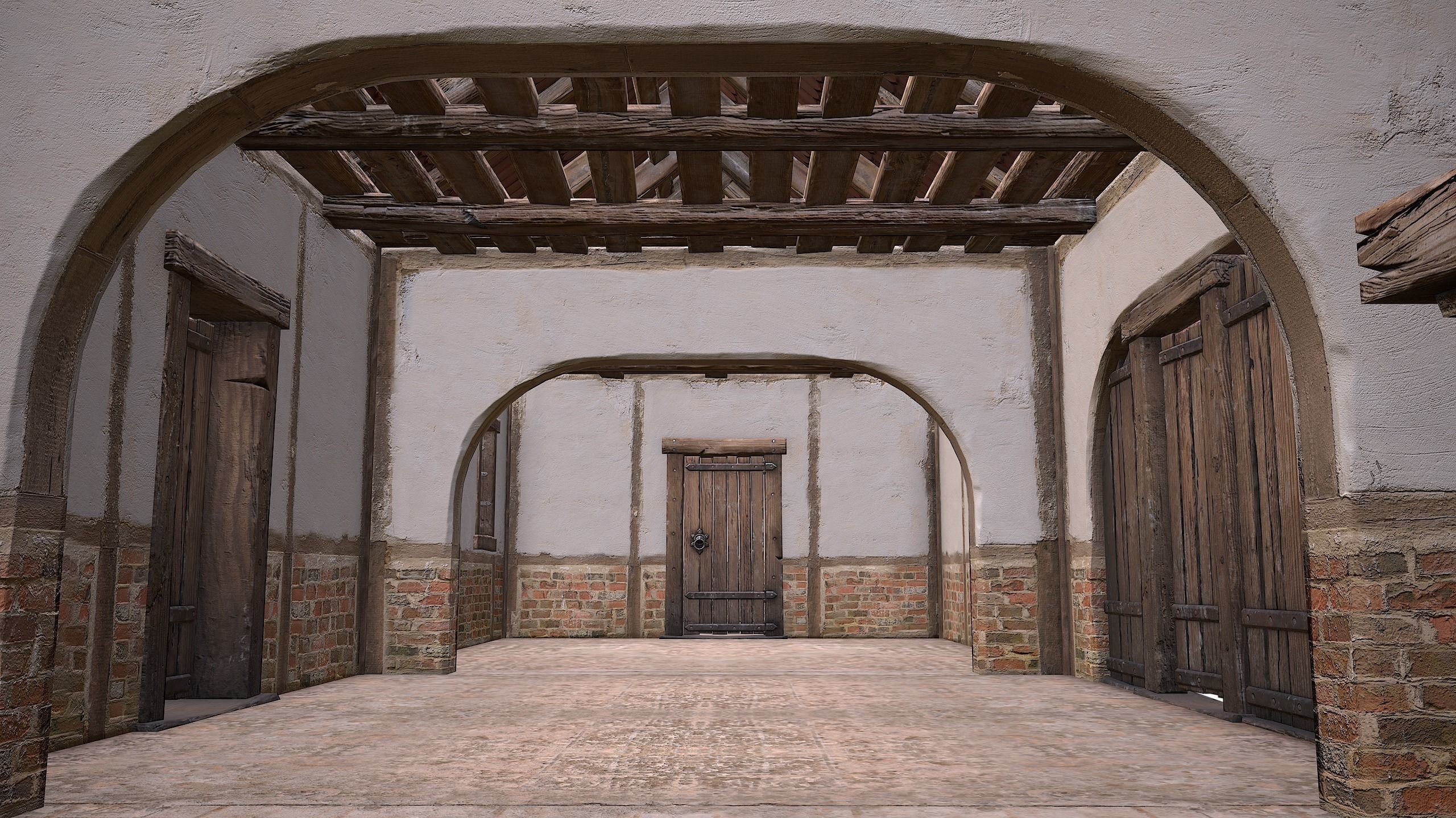 Medieval Courtyard Building House 5 Low-poly 3D model_28