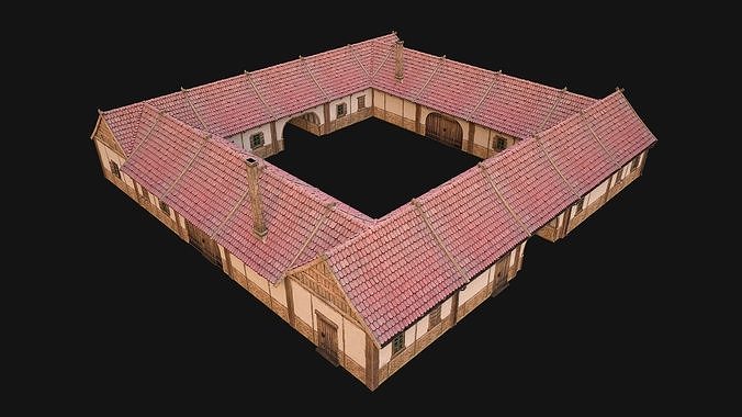 Medieval Courtyard Building House 5 Low-poly 3D model