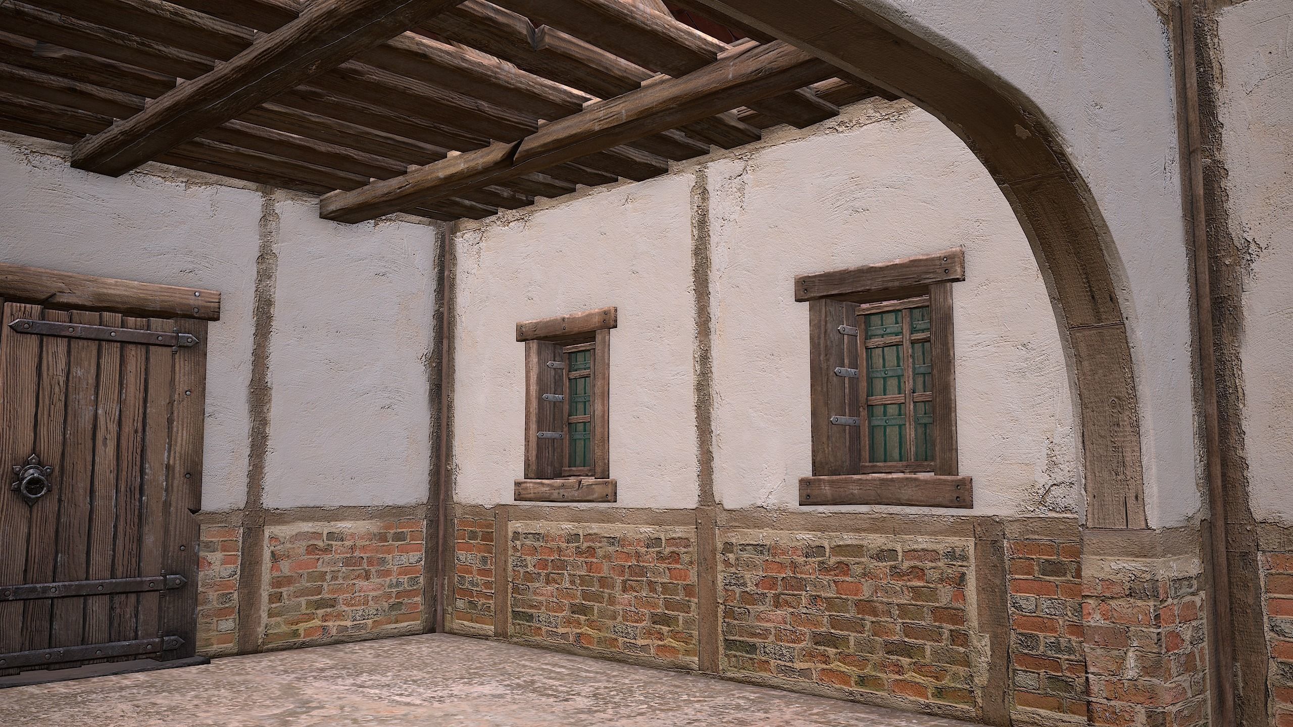 Medieval Courtyard Building House 5 Low-poly 3D model_25
