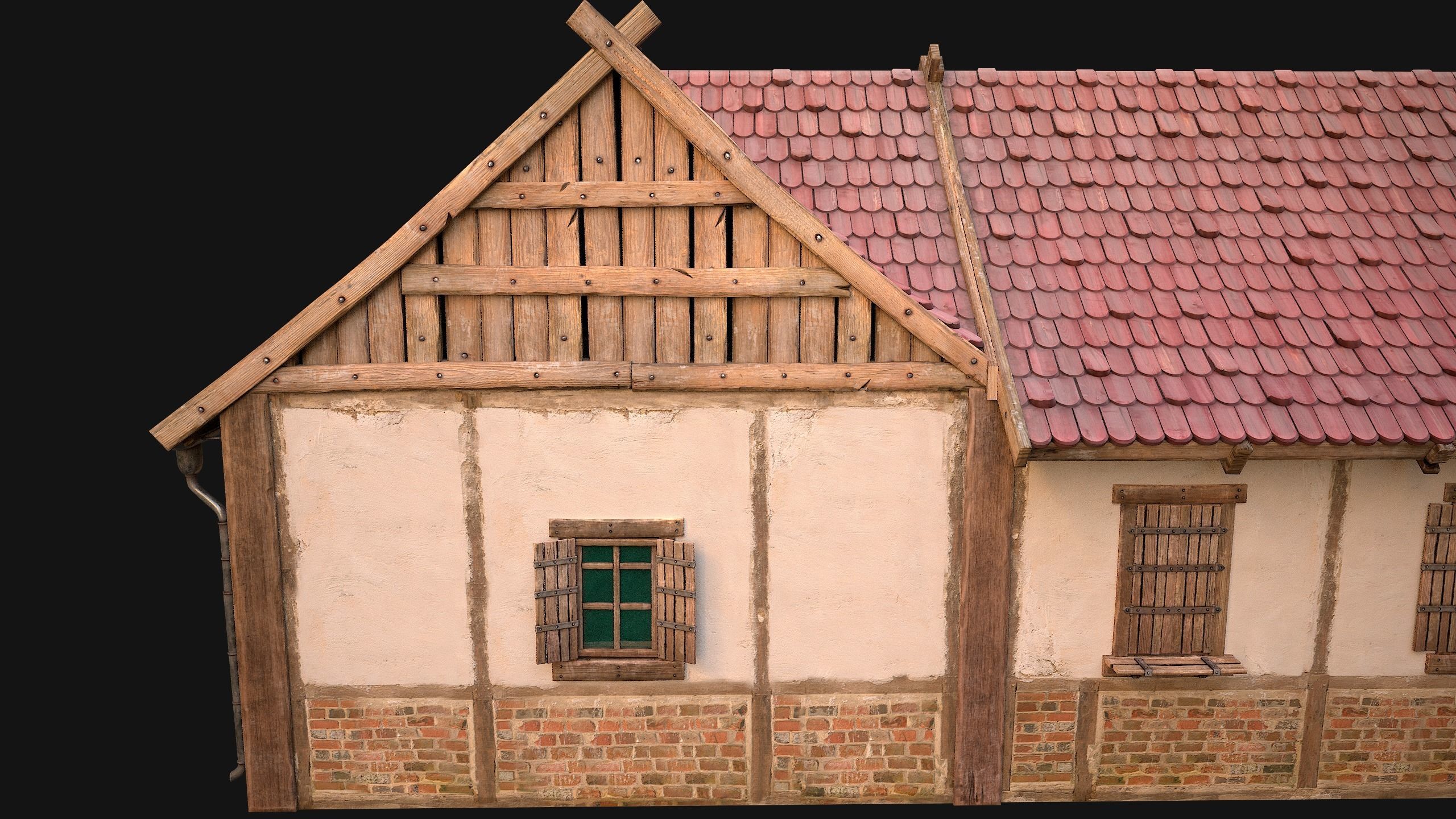 Medieval Courtyard Building House 5 Low-poly 3D model_22
