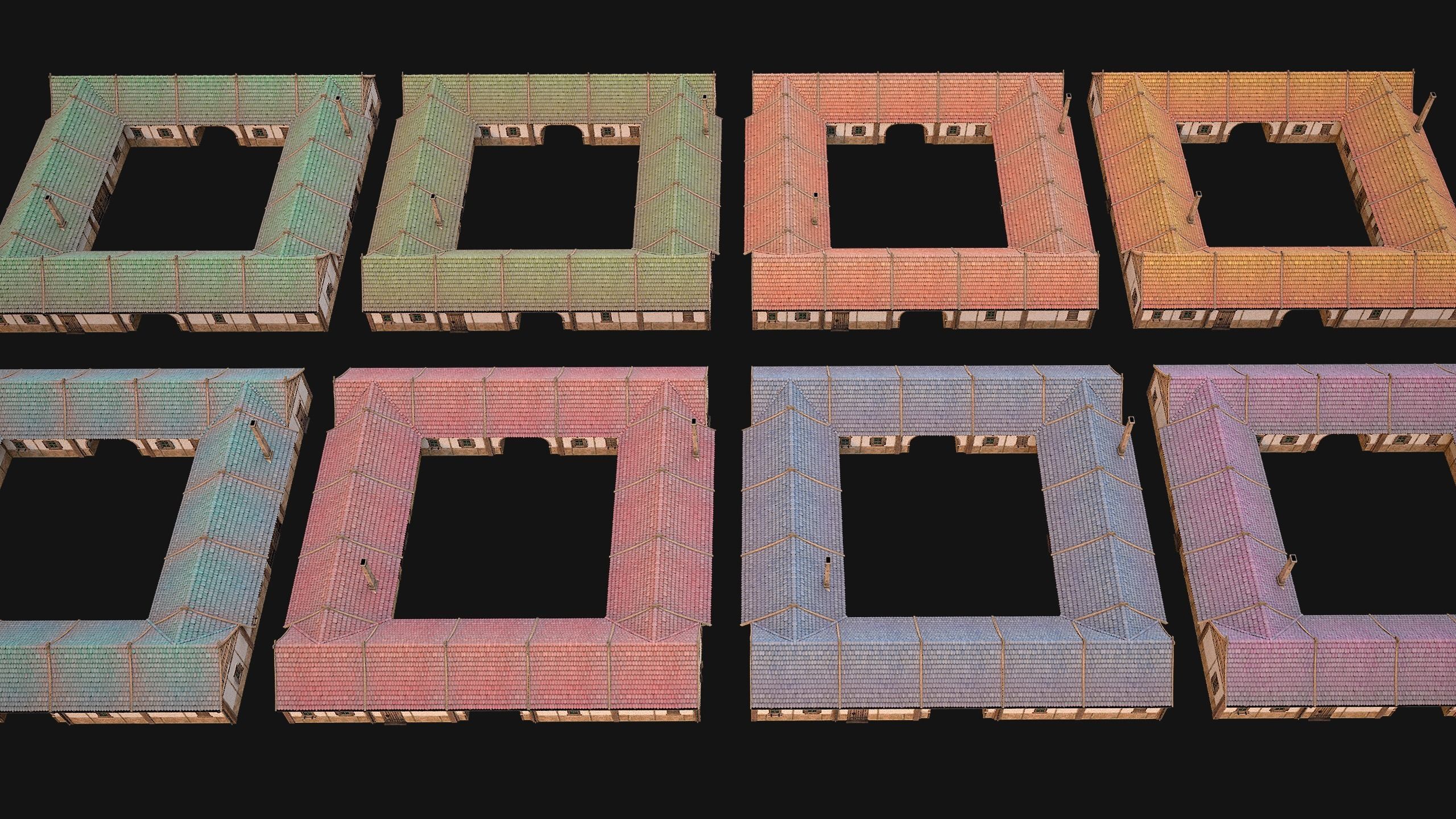 Medieval Courtyard Building House 5 Low-poly 3D model_5