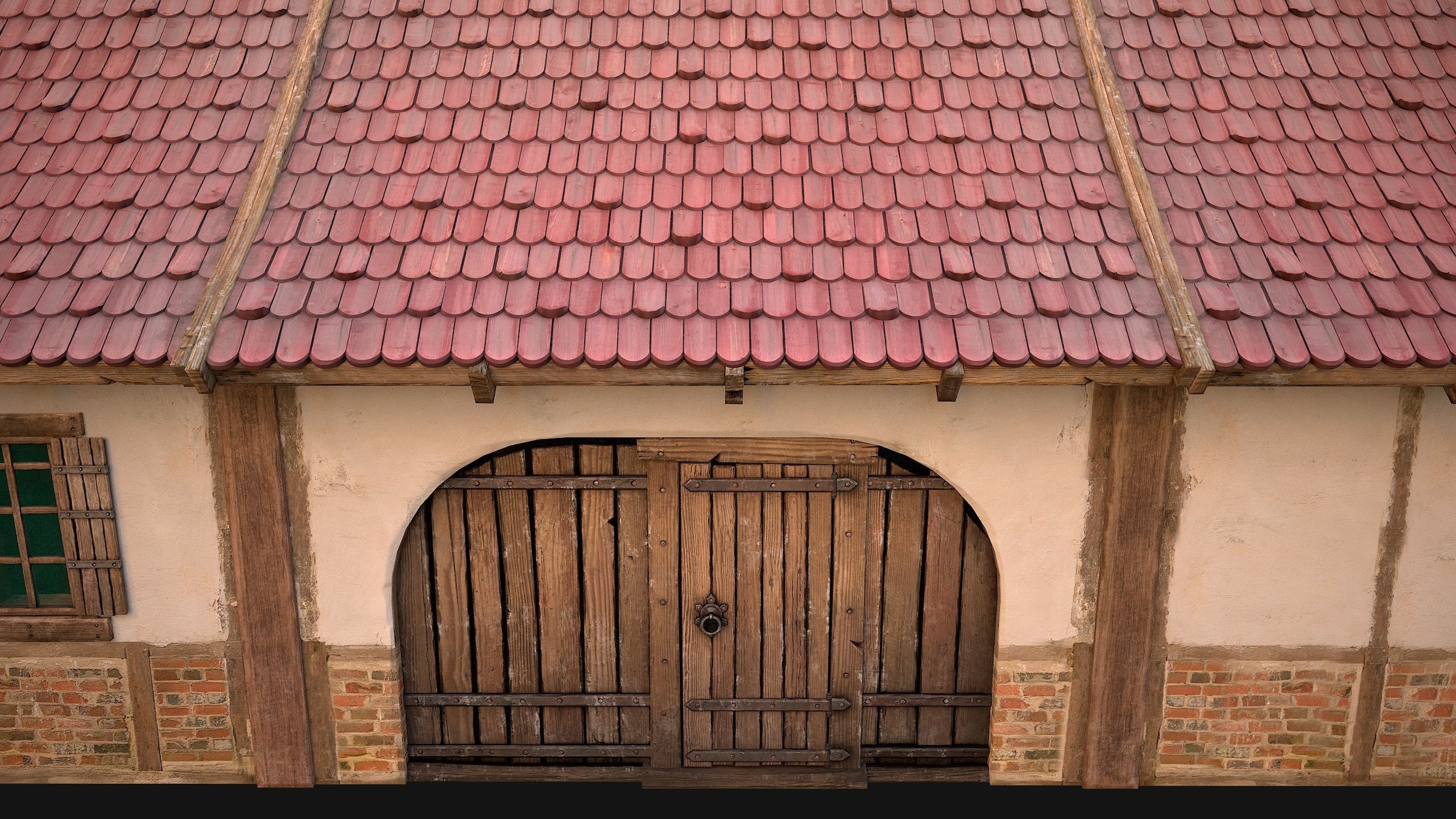 Medieval Courtyard Building House 5 Low-poly 3D model_21