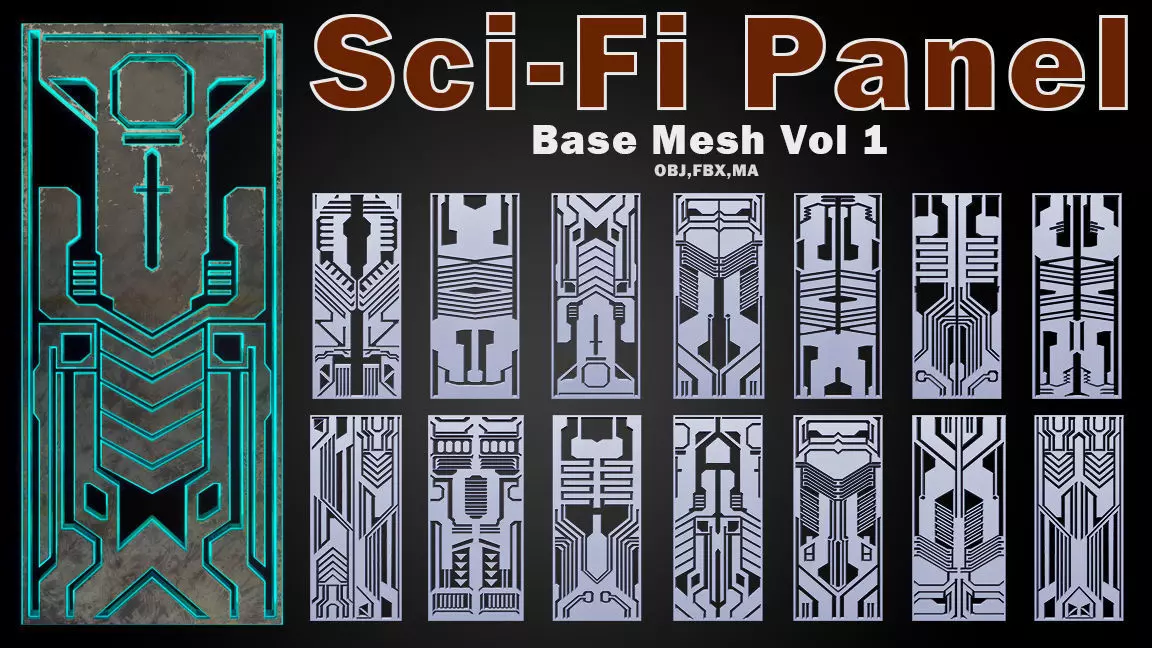 Sci-fi Panels Base Mesh Vol 1  Low-poly 3D model_0
