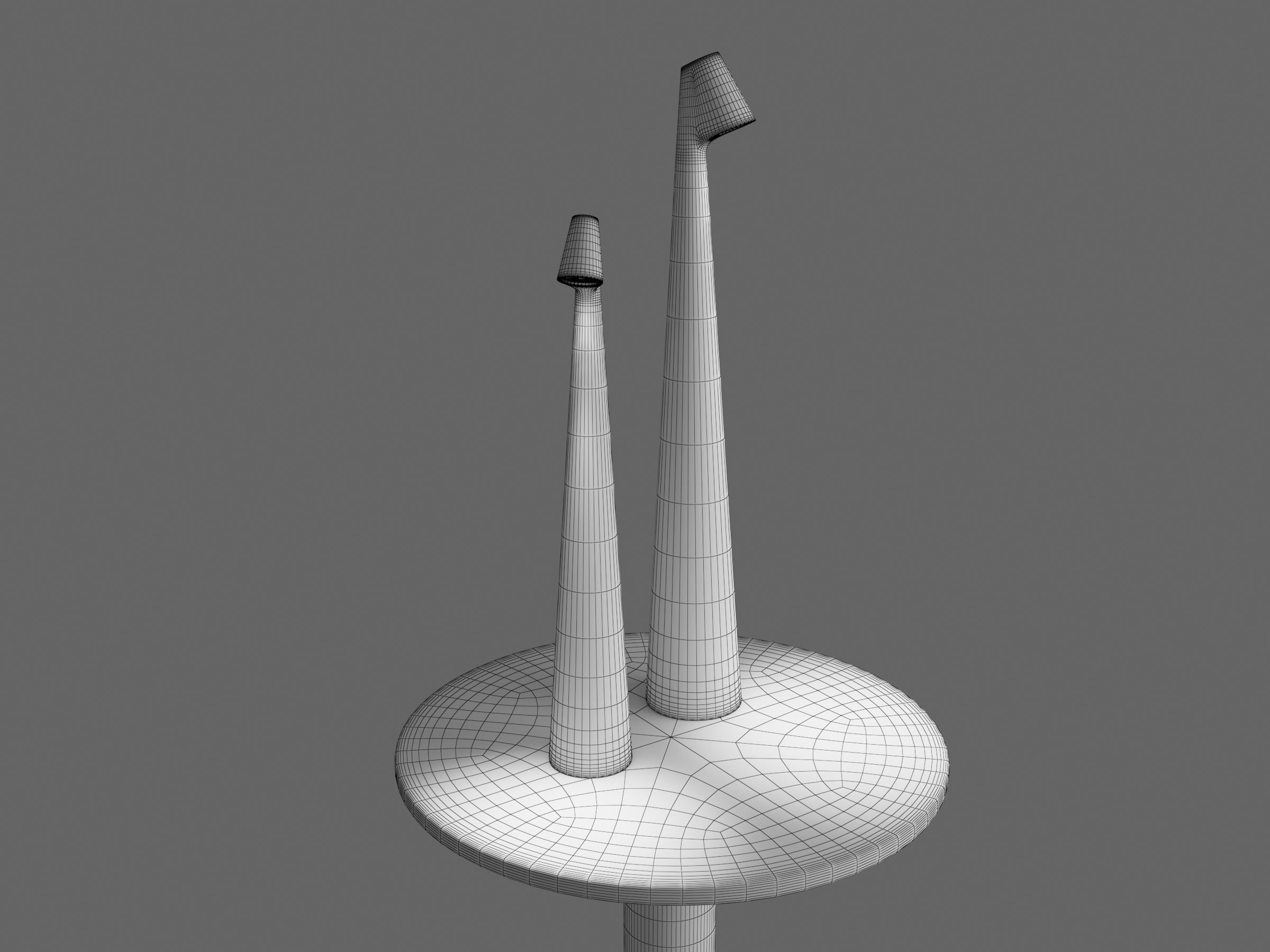 Elegant Slim Conical Stem Table Lamp And Bedside Table 3D model_8