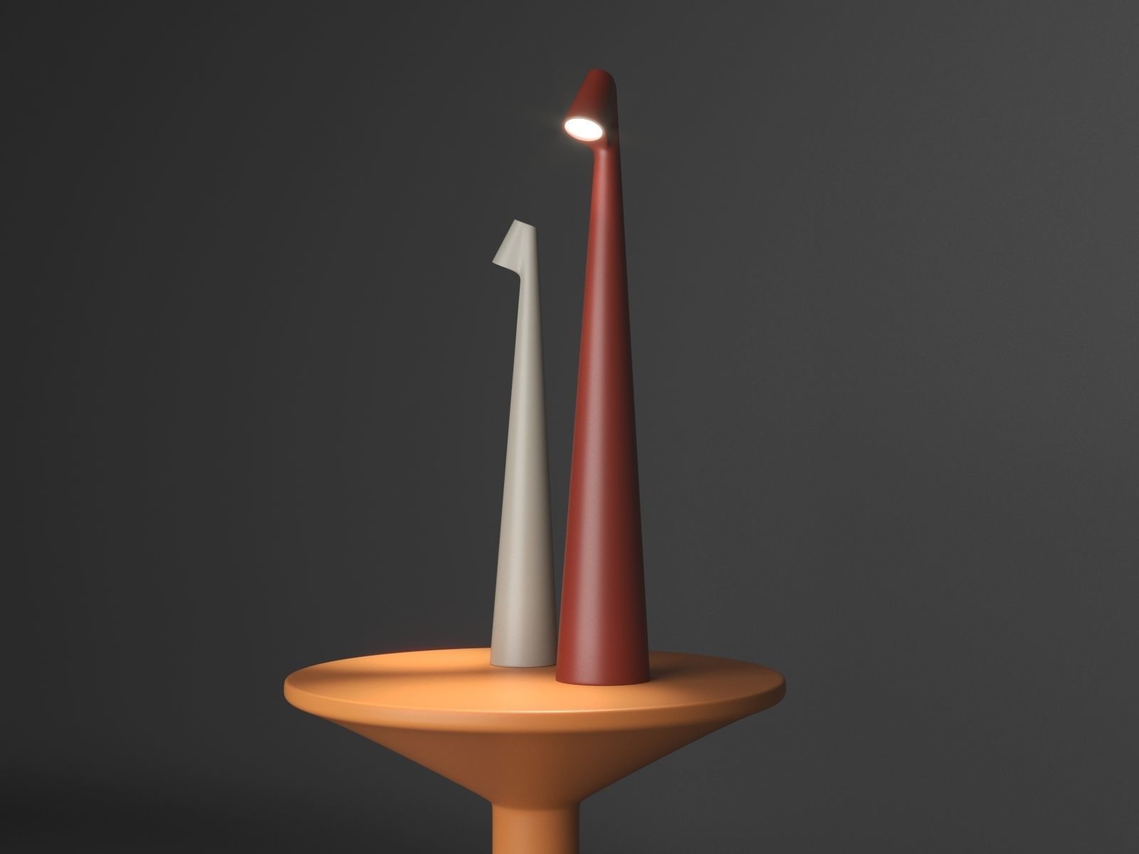 Elegant Slim Conical Stem Table Lamp And Bedside Table 3D model_3