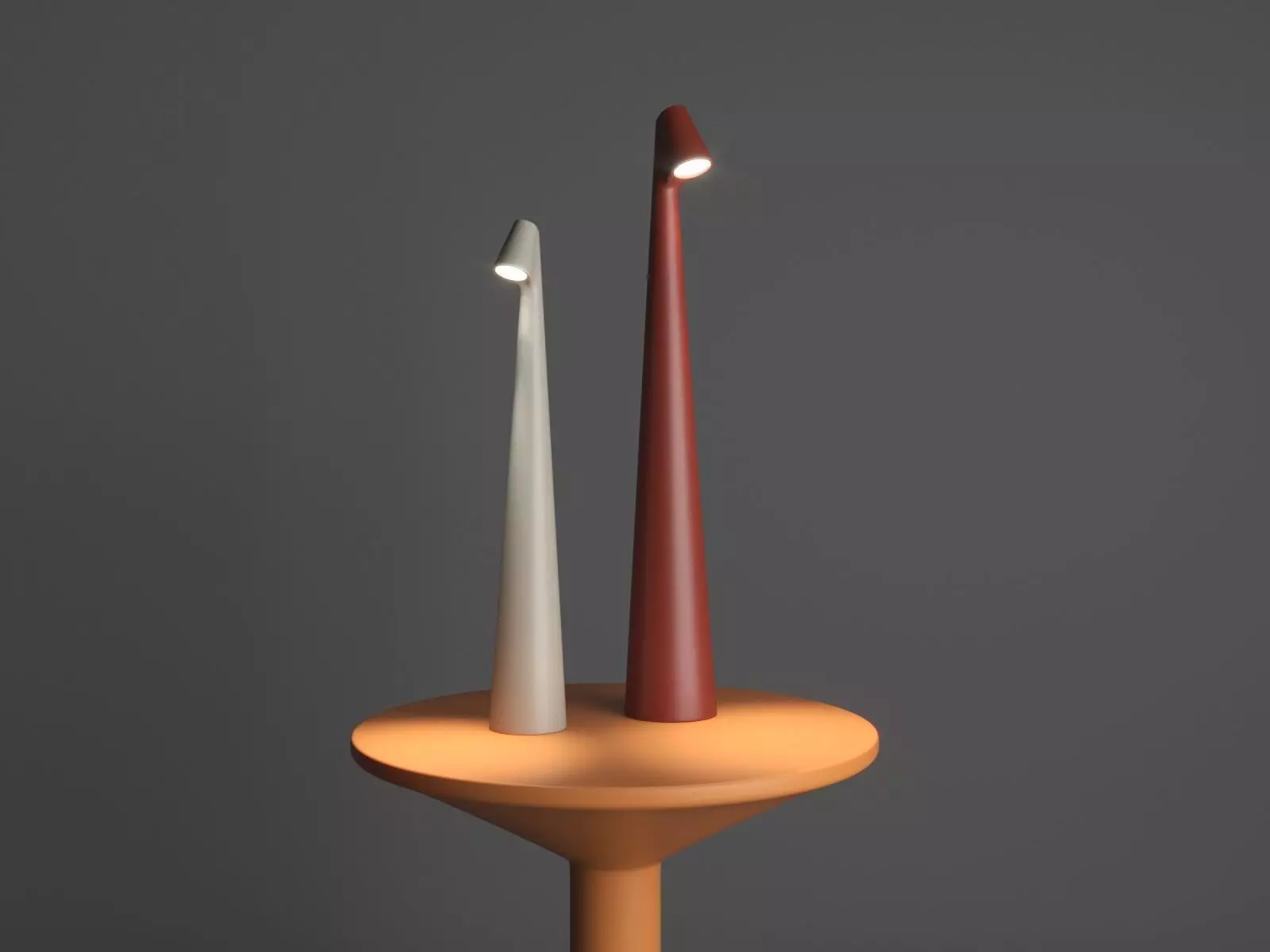 Elegant Slim Conical Stem Table Lamp And Bedside Table 3D model_0