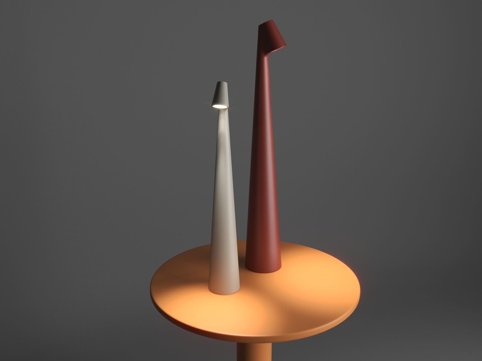 Elegant Slim Conical Stem Table Lamp And Bedside Table 3D model_2