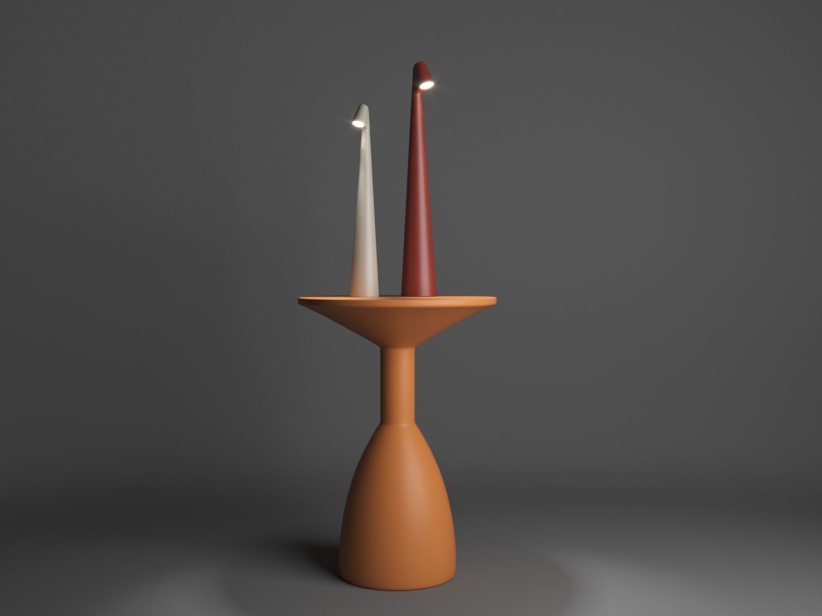 Elegant Slim Conical Stem Table Lamp And Bedside Table 3D model_1