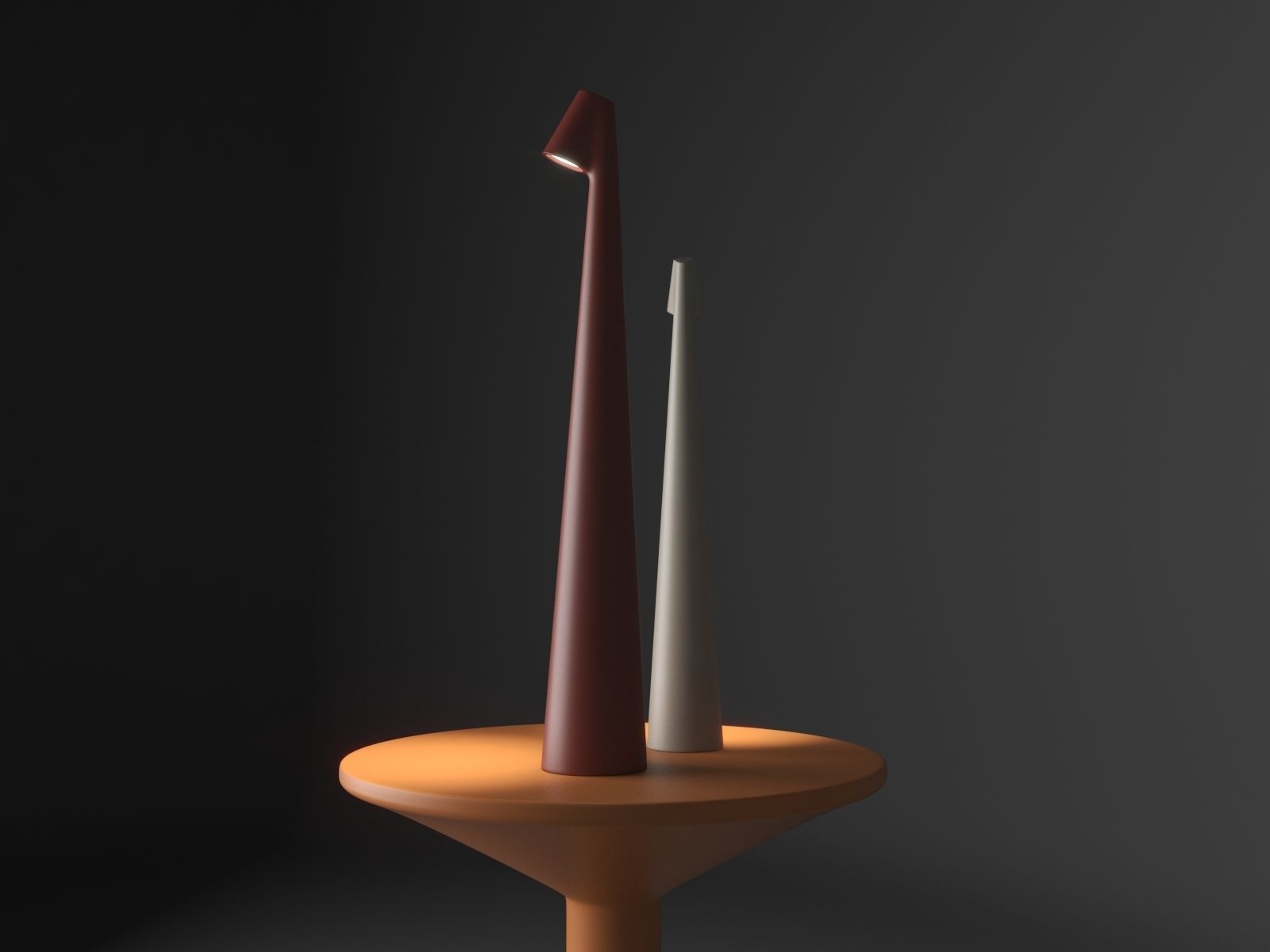 Elegant Slim Conical Stem Table Lamp And Bedside Table 3D model_4