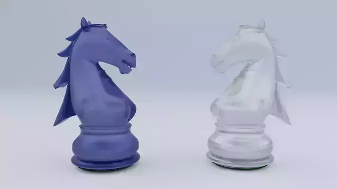 Knight Frosted Glass Pieces of Chess