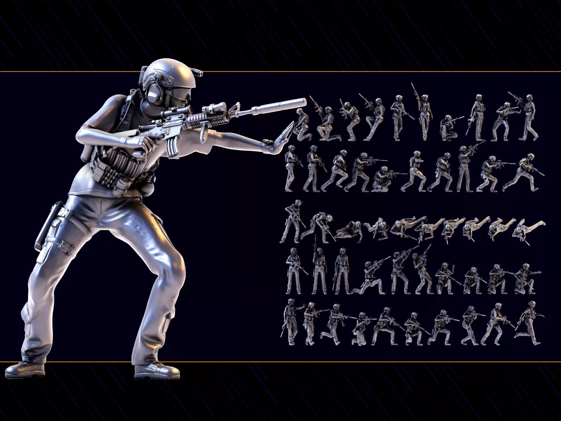 US Soldier Set 01 3D print model