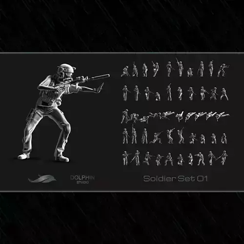 US Soldier Set 01 3D print model