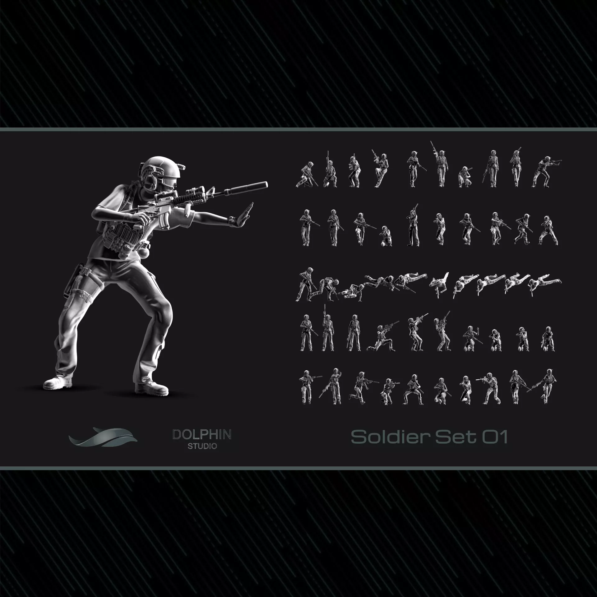 US Soldier Set 01 3D print model_0