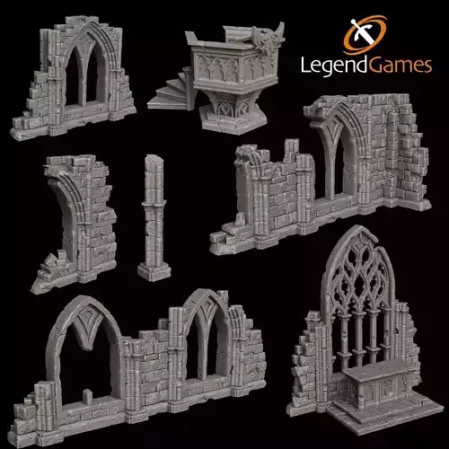 LegendGames Gothic Ruins Complete Set 3D print model