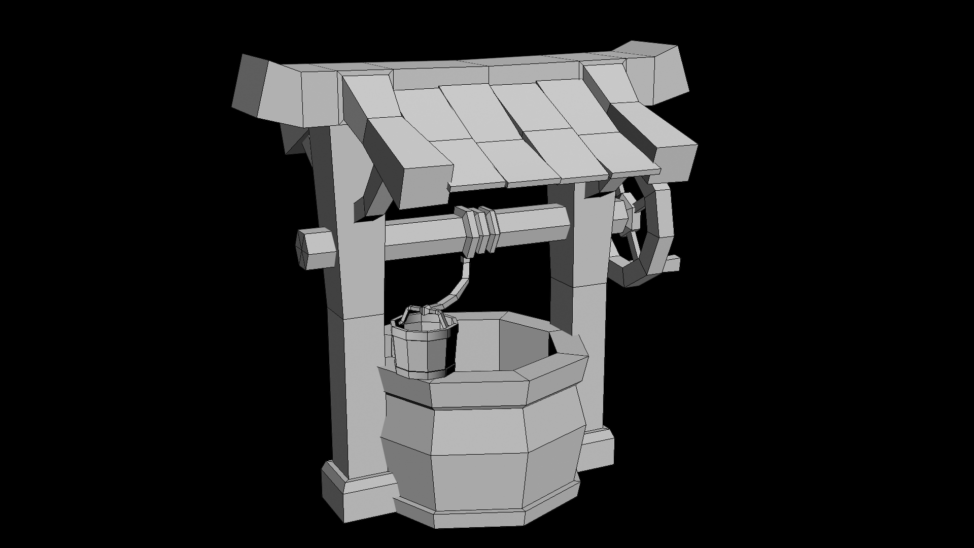 Water Well Low Poly Low-poly 3D model_2
